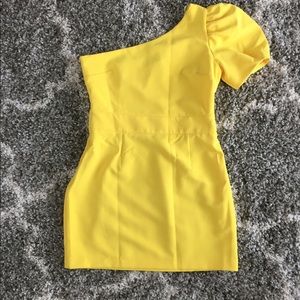 One shoulder yellow dress from ZARA